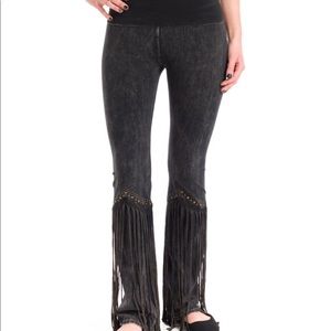 T Party Fashion Studded Fringe Western Yoga Pants
